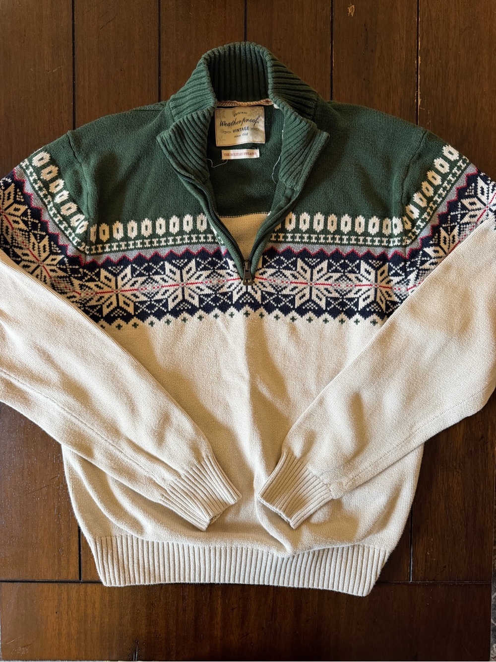 Weatherproof Vintage Holiday Sweater Men’s M Fair Isle Snowflake 1/4 Zip